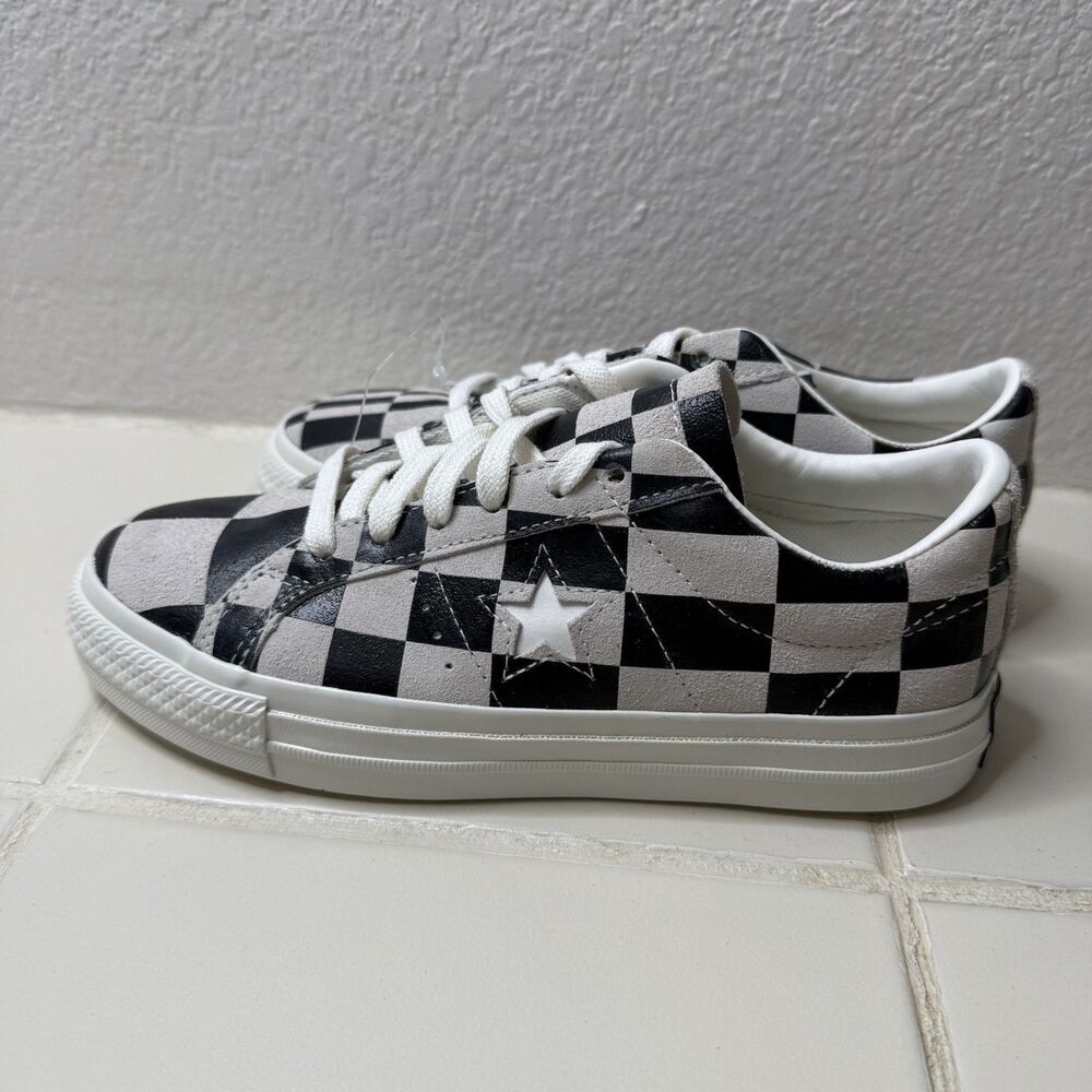 Converse One Star OX Black White Checkered US 5.5 Suede Low Top 172352c NWOB - Picture 3 of 7